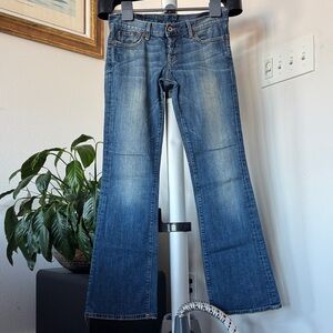 Vintage Y2K Lucky Low Rise Bootcut/Flared Jeans Sz 27/4 Washed Blue Button Fly